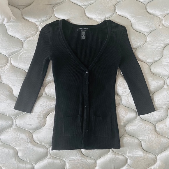 Cable & Gauge Sweaters - Cable & Gauge Luxury Petite Cardigan, Black